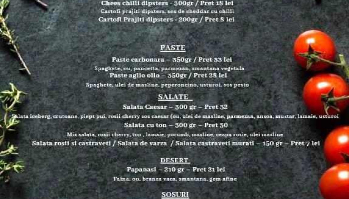 Antonys Bistro Meniu - Apahida