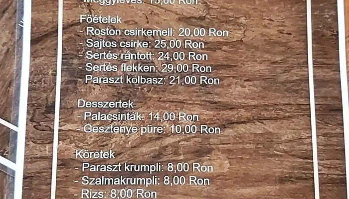 Cabana Madaras Meniu - Zetea