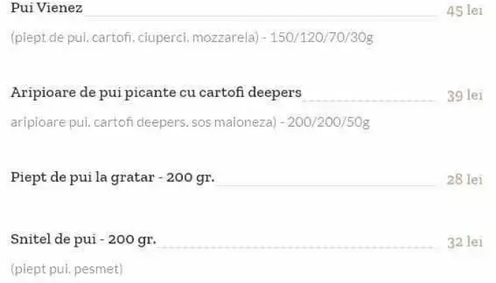 Hanu Visoianu Meniu - Lunca Cetățuii