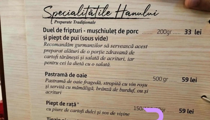 Hanul Dacilor -  Meniu - Iași