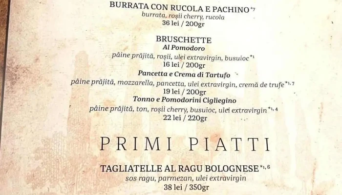 La Bettola Del Parco -  Meniu - Bacău