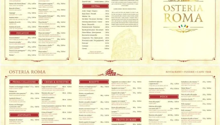 Osteria Roma -  Meniu - Bacău
