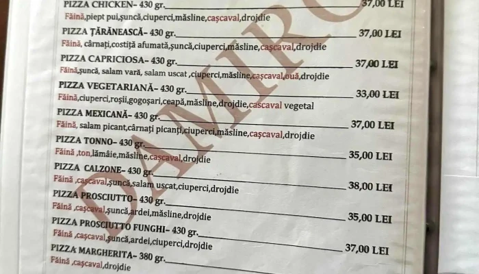 Pensiunea Damiro -  Meniu - Orșova