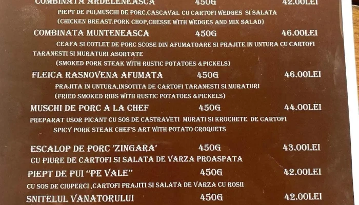 Restaurant Terasa Pe Vale -  Meniu - Râșnov